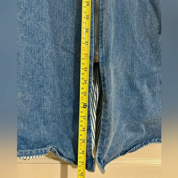 Vintage 1980’s Denim OSFA Zippered Poncho made in USA - Picture 7 of 12